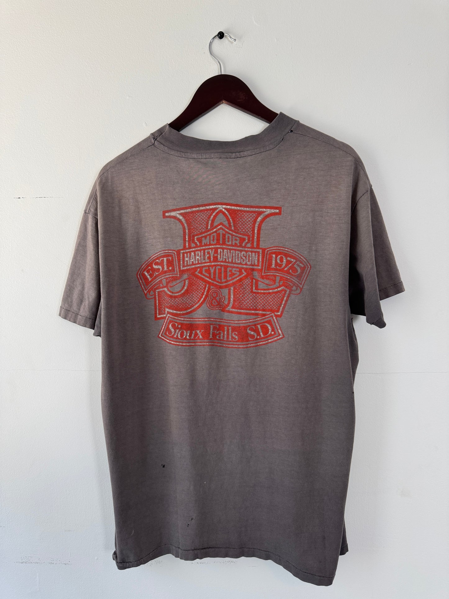 80s Harley Davidson Real Steel Thrashed + Faded Black Tee (XL)
