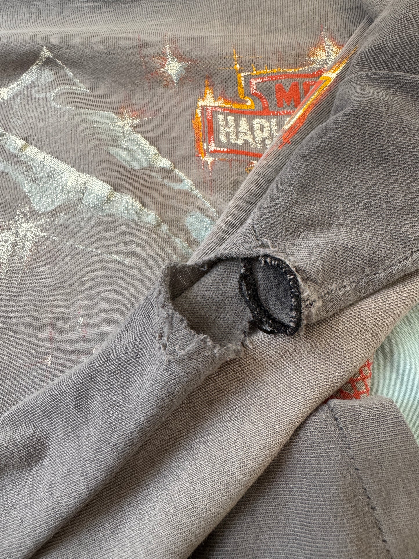 80s Harley Davidson Real Steel Thrashed + Faded Black Tee (XL)