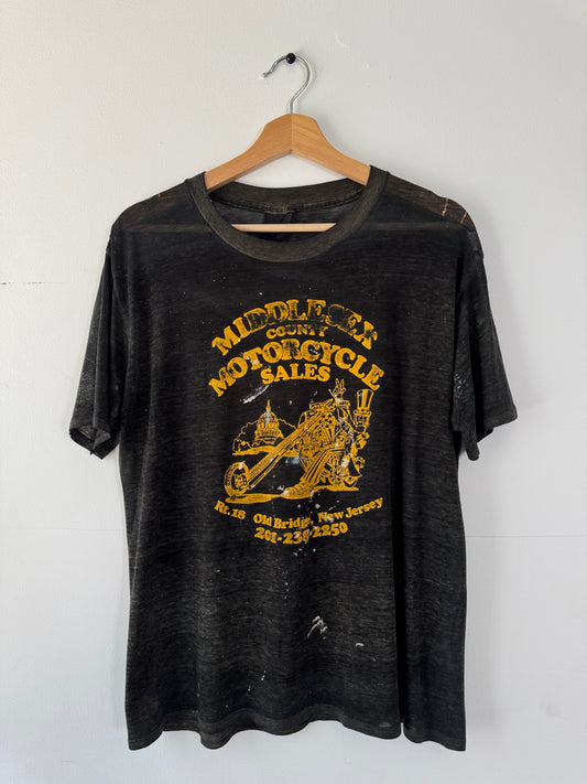 80s Extremely Thin Harley Davidson Black Tee (L)