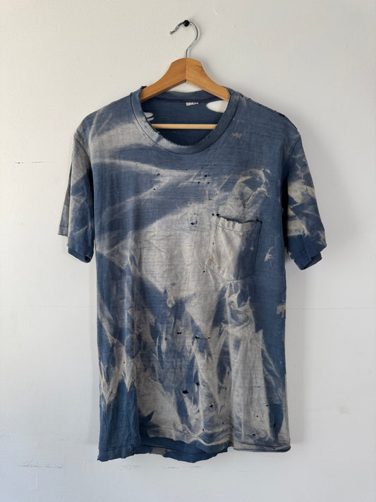 80s Extremely Thrashed + Faded Blue Pocket Tee (M)