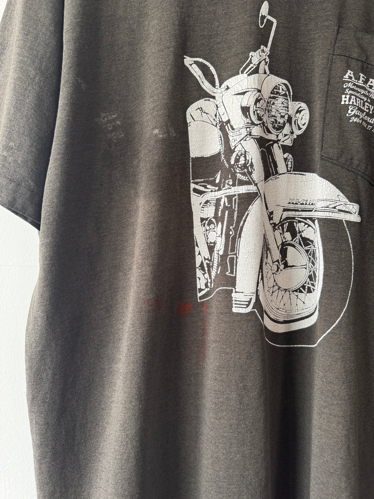 90s Faded Black "Gaylord" Harley Pocket Tee (XL)