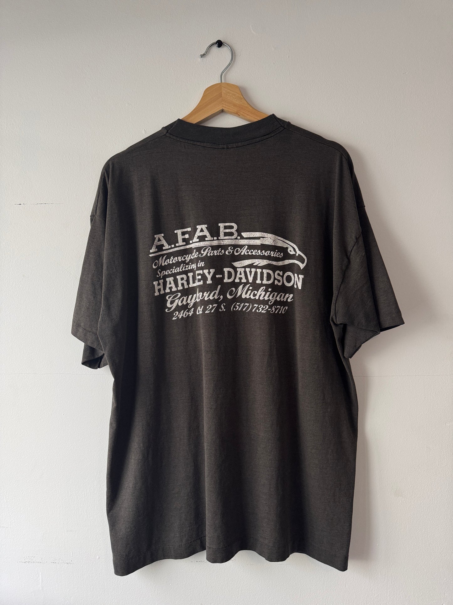90s Faded Black "Gaylord" Harley Pocket Tee (XL)