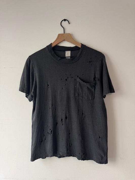 70s Thrashed "Establishment MC" Black Pocket Tee (M)