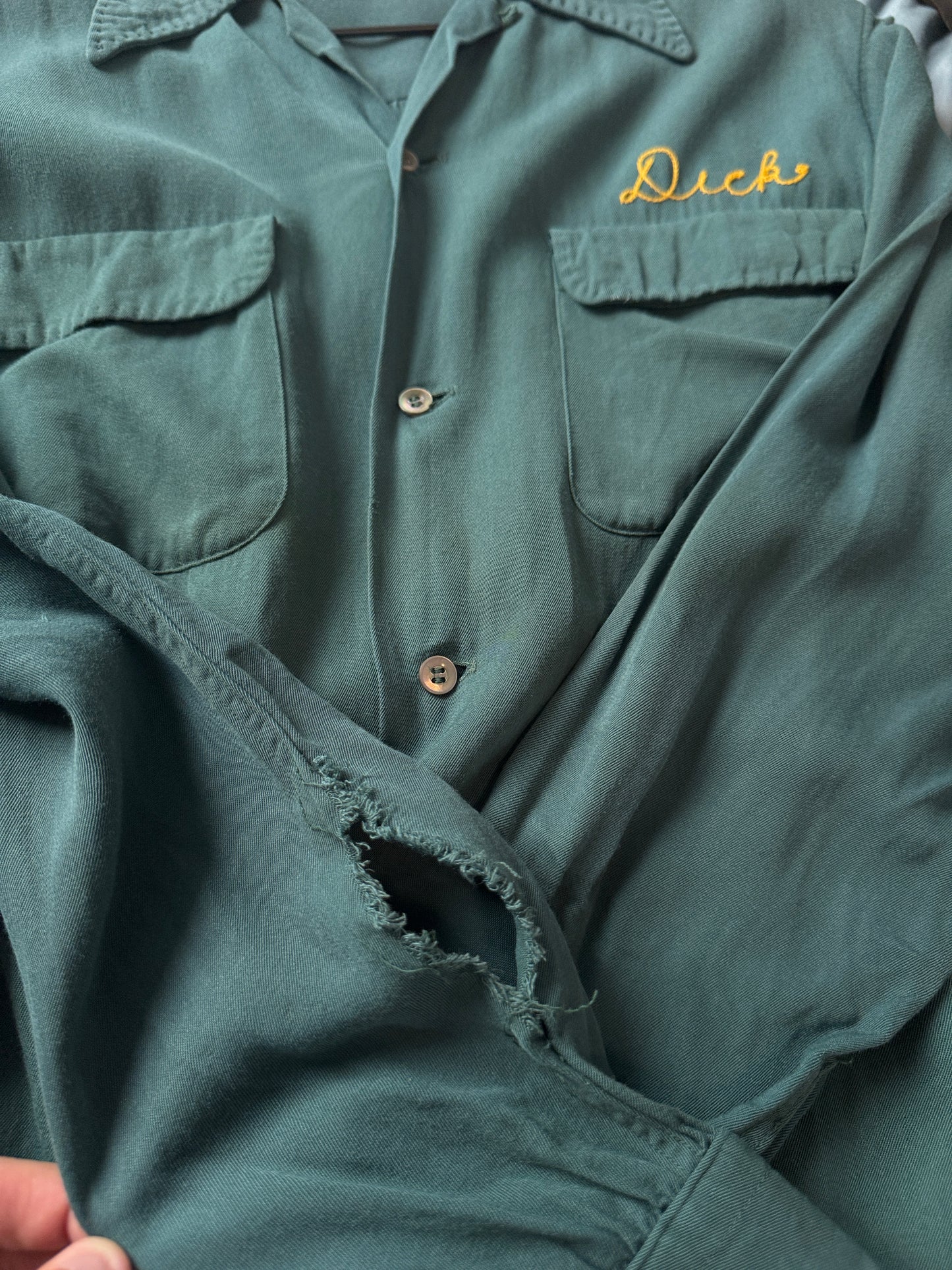 1950s Arrow Green Gab Chainstitch Shirt (L)