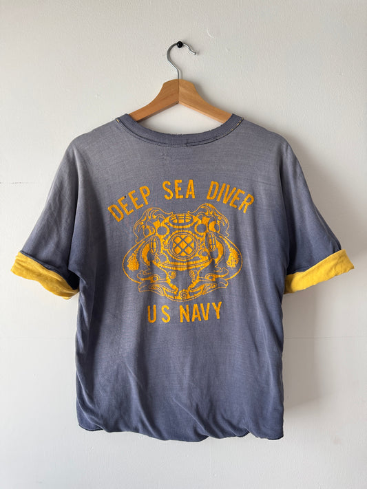 70s Russell "US NAVY Deep Sea Diver" Reversible Faded Tee (M)