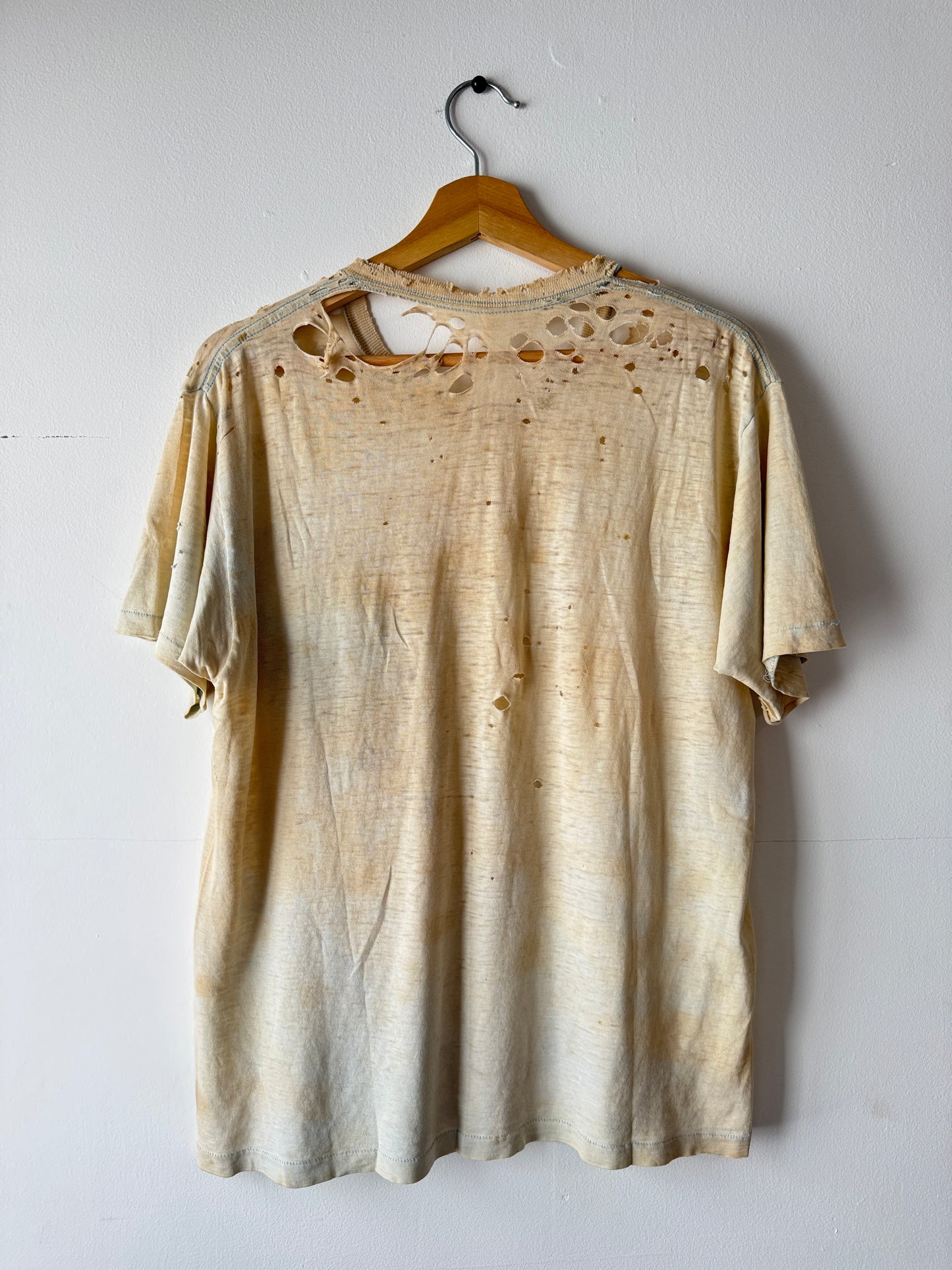 80s Crazy Thrashed + Faded Blue Pocket Tee (L)