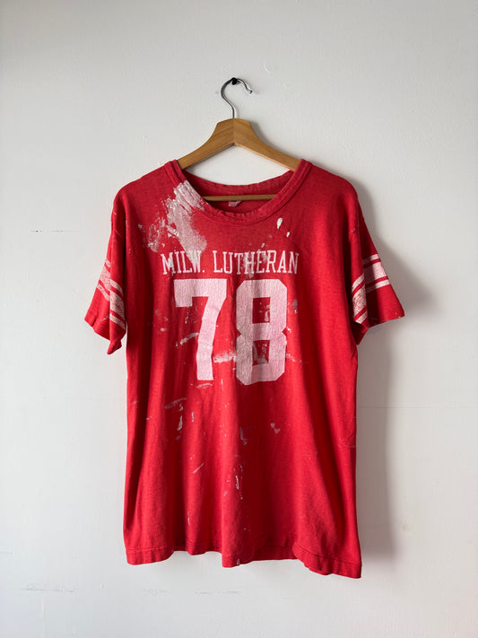 70s Champion Blue Bar MILW University Cotton Football Jersey (L)