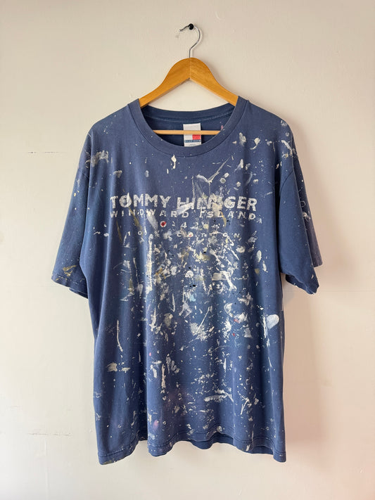 90s Tommy Hilfiger Thrashed + Faded Navy Tee (XL)