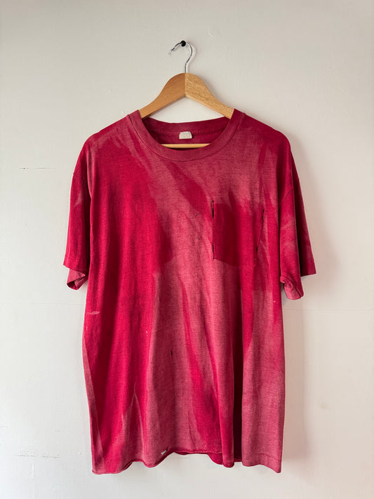 80s Ghost Pocket Faded Maroon Blank Tee (XL)