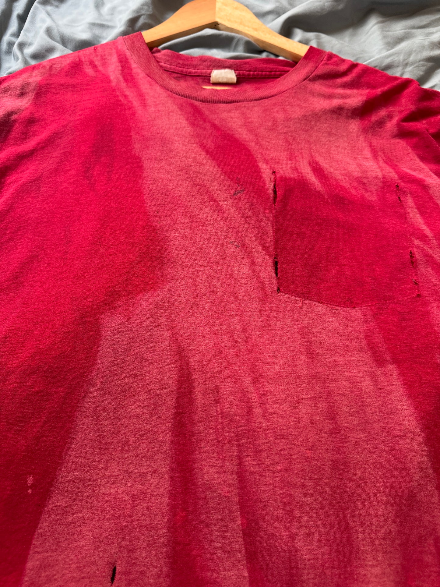 80s Ghost Pocket Faded Maroon Blank Tee (XL)