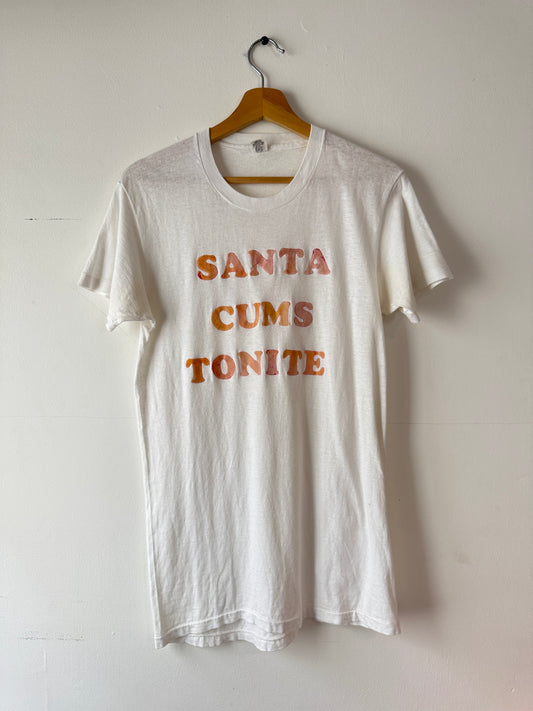 70s Santa Cums Tonite Flock Print Tee (M)