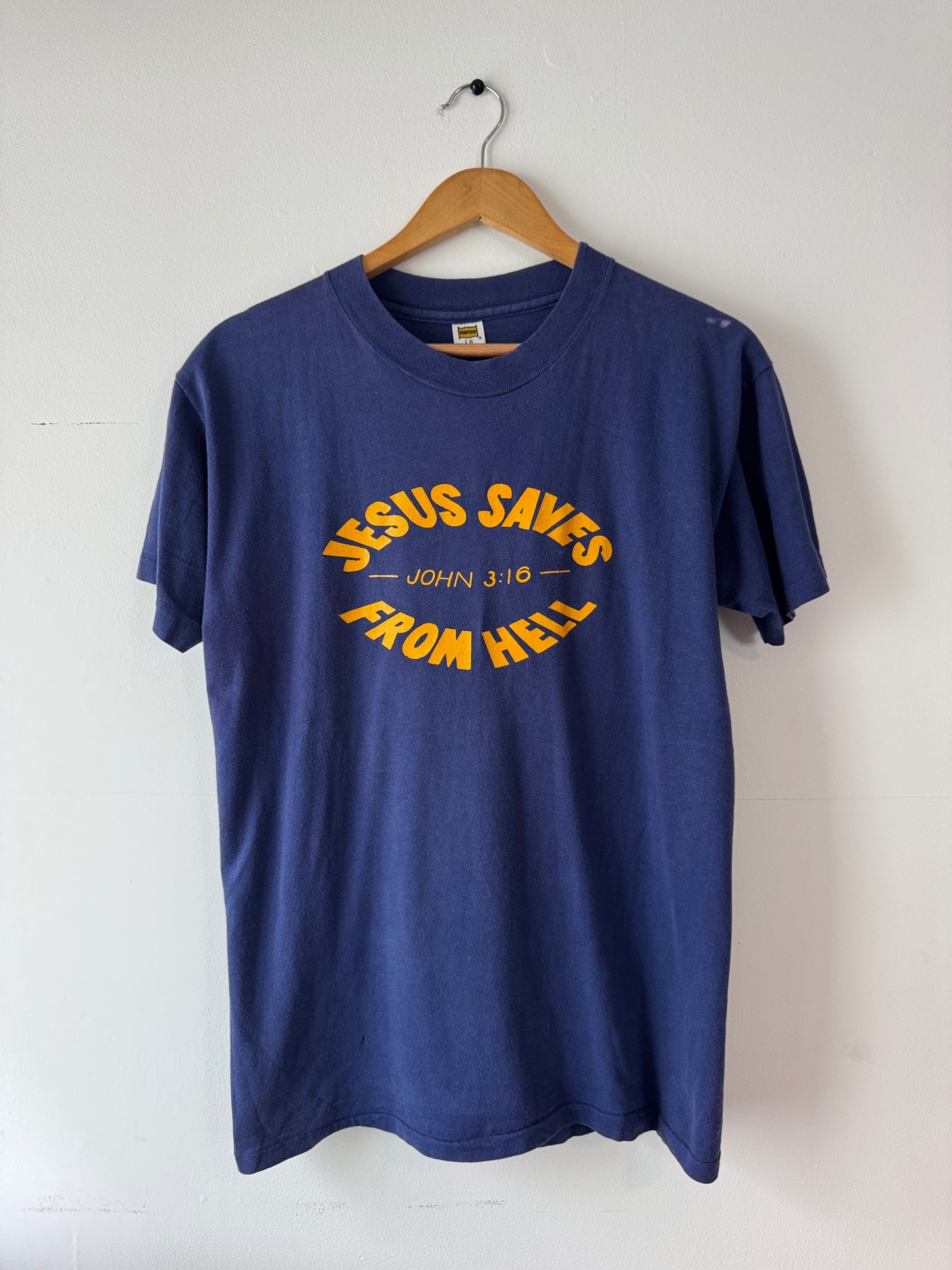 70s Jesus Saves From Hell Tee (L)