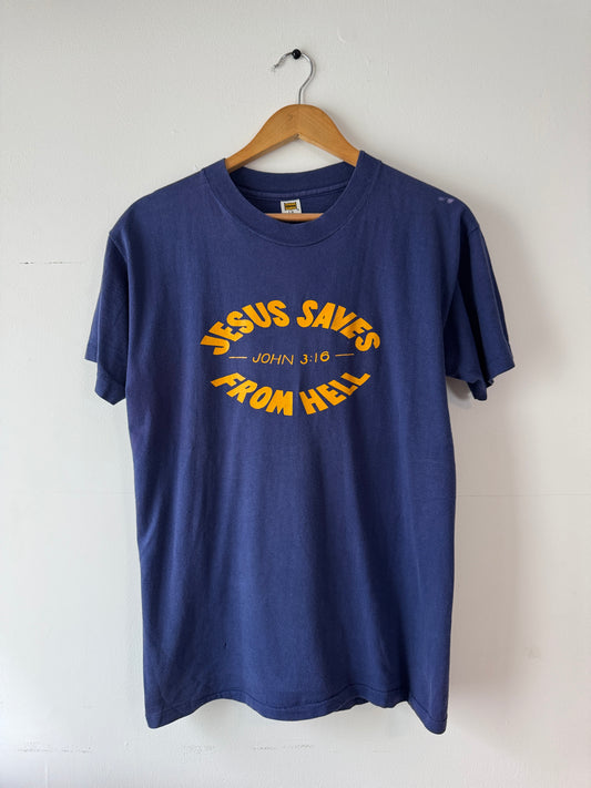 70s Jesus Saves From Hell Tee (L)