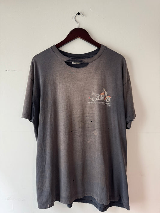 90s Hawg Heaven AOP California Motorcycle Faded Black Tee (XL)