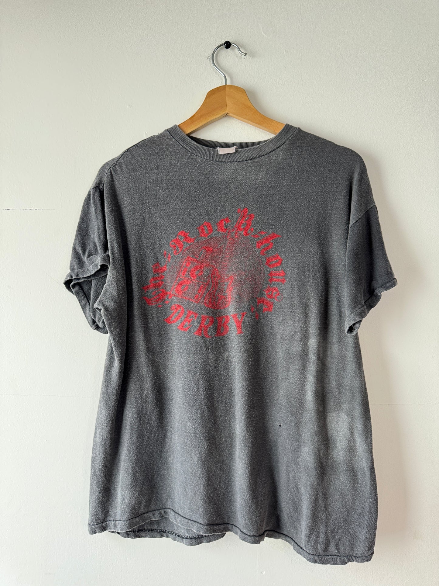 80s Rockathon Derby Music Nightclub Faded Black Tee (L)