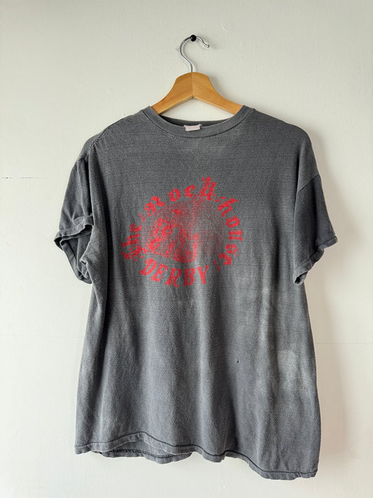 80s Rockathon Derby Music Nightclub Faded Black Tee (L)
