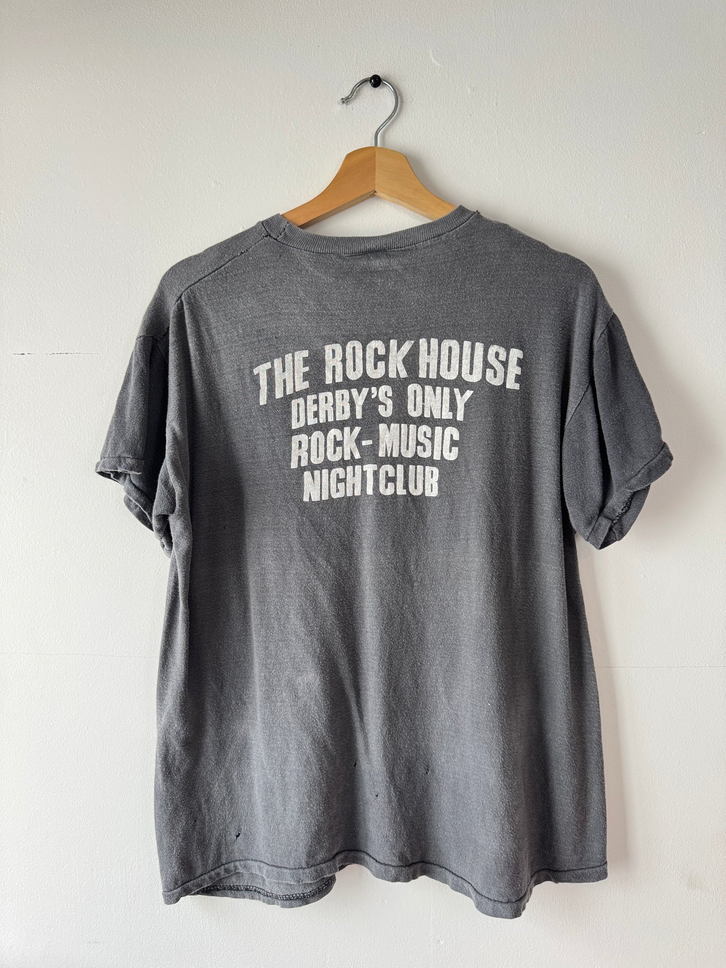 80s Rockathon Derby Music Nightclub Faded Black Tee (L)