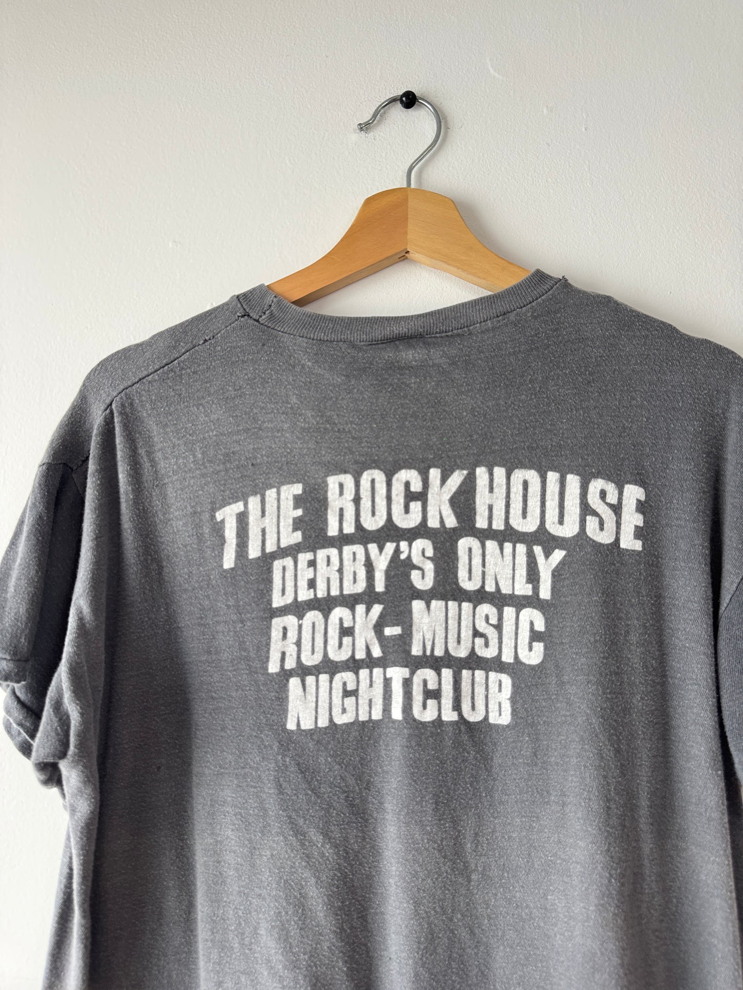 80s Rockathon Derby Music Nightclub Faded Black Tee (L)