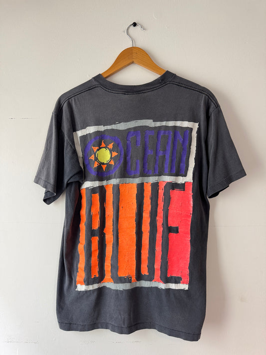 90s Ocean Blue Faded Black Tee (L)
