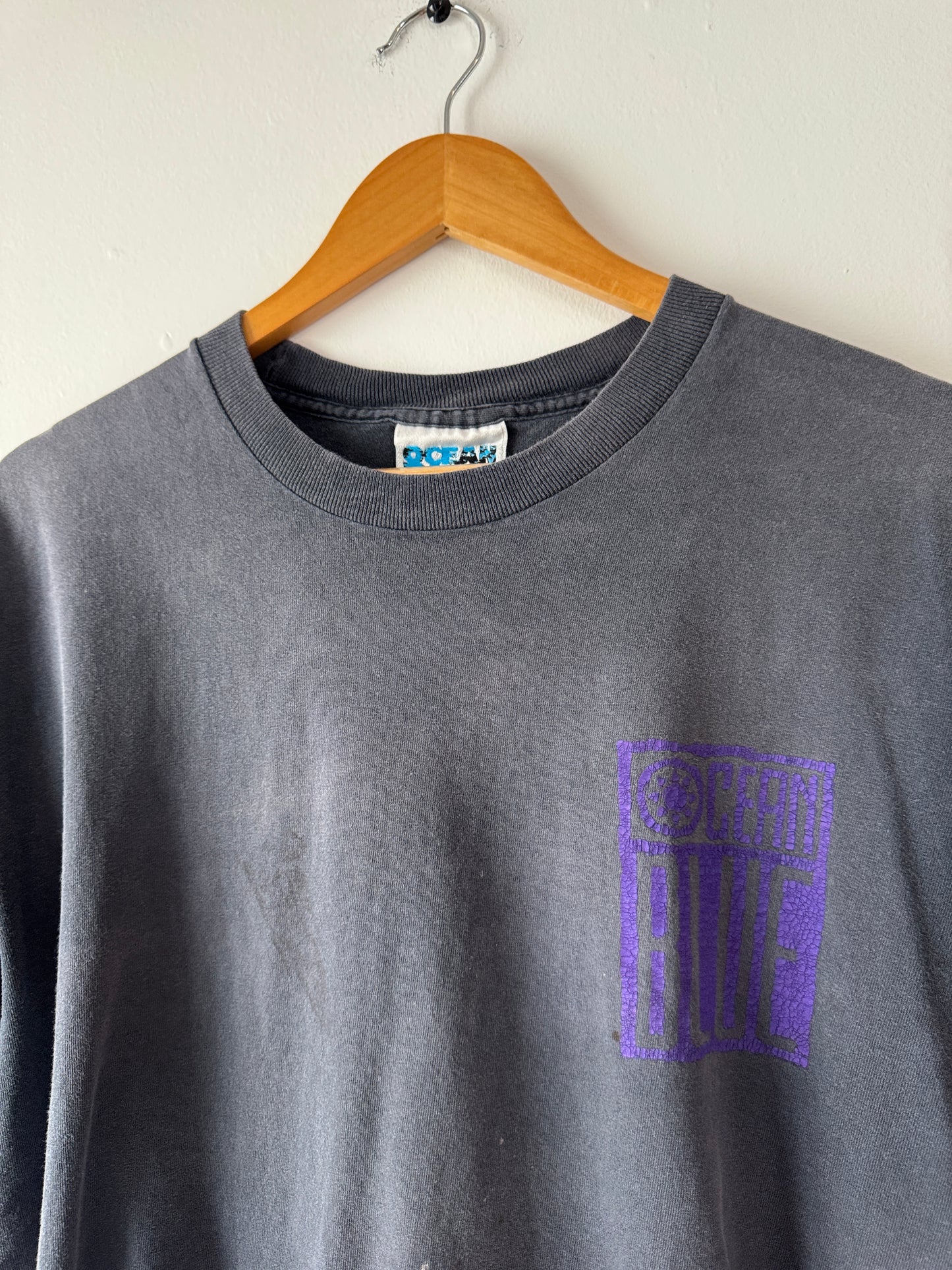 90s Ocean Blue Faded Black Tee (L)
